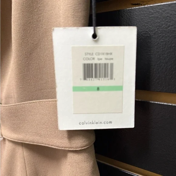 Calvin Klein Tan Button-Down Midi Dress - Picture 3 of 7